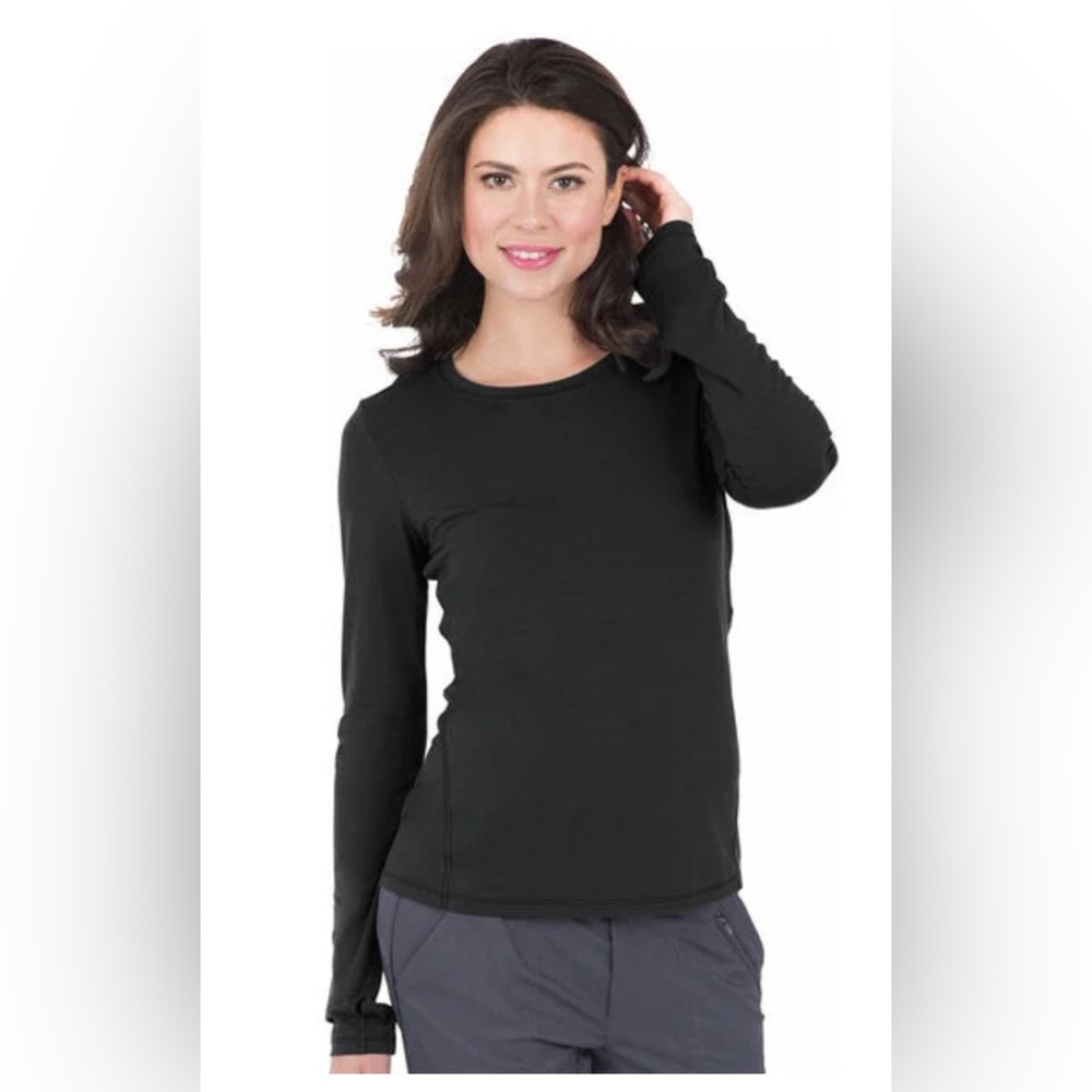 Purple Label by Healing Hands Women's Mackenzie Solid Underscrub Tee in Black